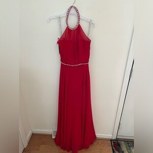Alfred Angelo Sapphire Formal Long Red Gown with beading style 8125 NWT